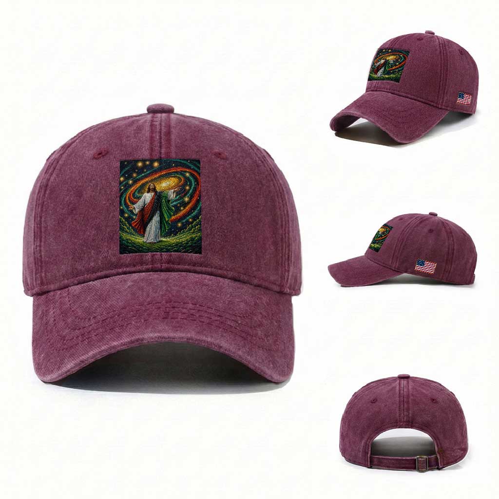 Black Jesus Juneteenth Washed Cotton Baseball Cap African American Christian Pride