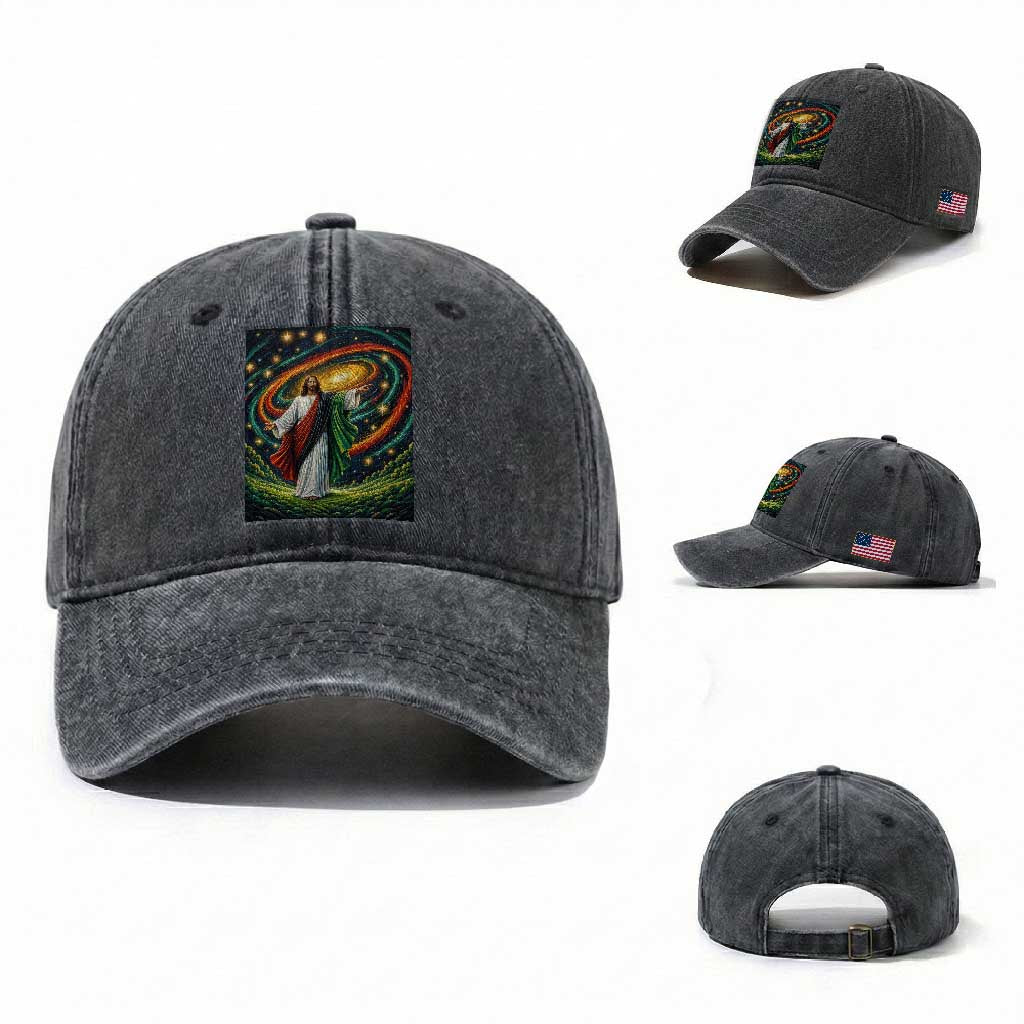 Black Jesus Juneteenth Washed Cotton Baseball Cap African American Christian Pride