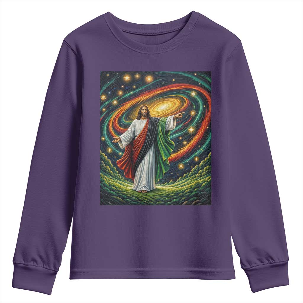 Black Jesus Juneteenth Youth Sweatshirt African American Christian Pride TS12 Purple Print Your Wear