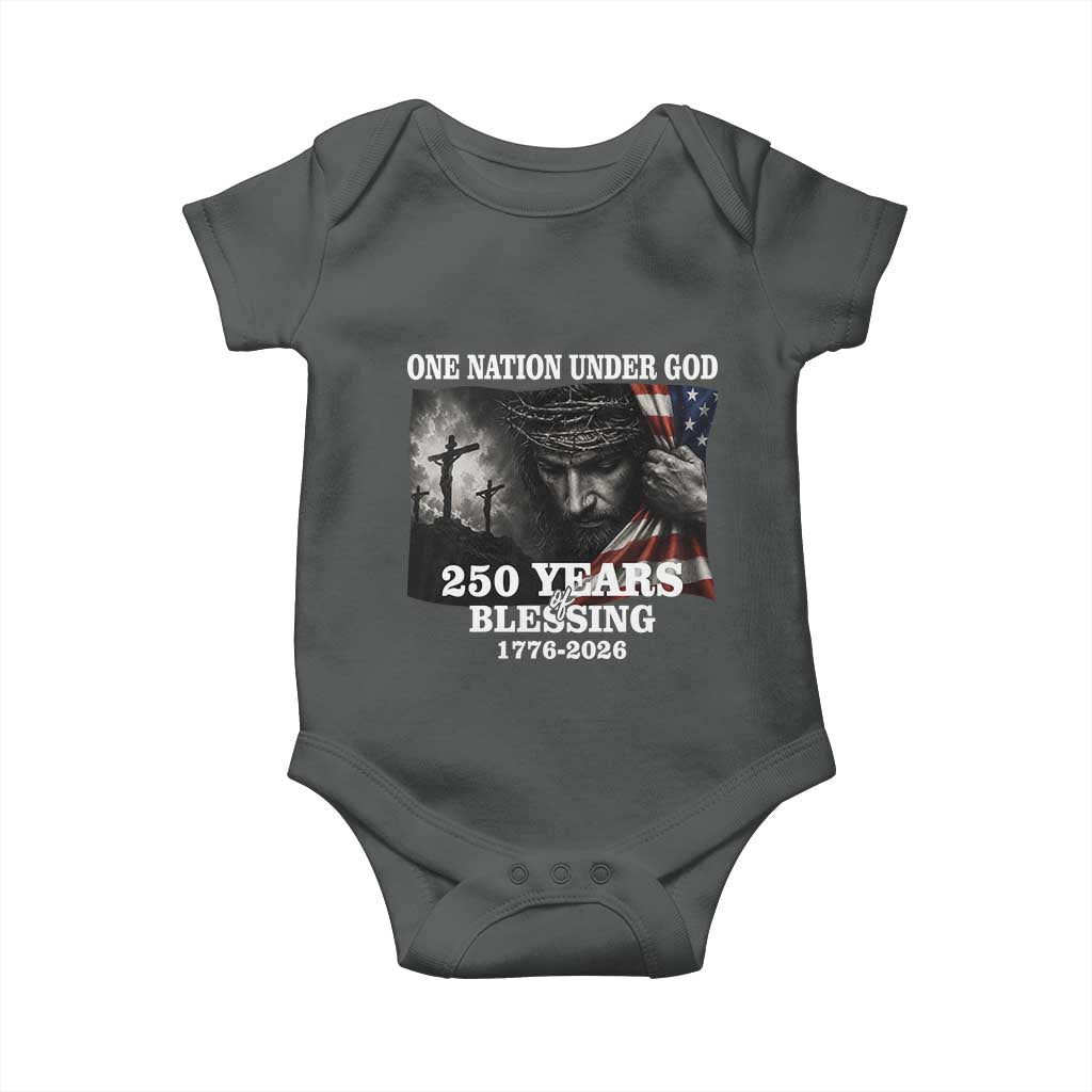 One Nation Under God 250th Anniversary Baby Onesie American Patriotic Faith TS12 Dark Heather Print Your Wear