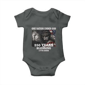 One Nation Under God 250th Anniversary Baby Onesie American Patriotic Faith TS12 Dark Heather Print Your Wear