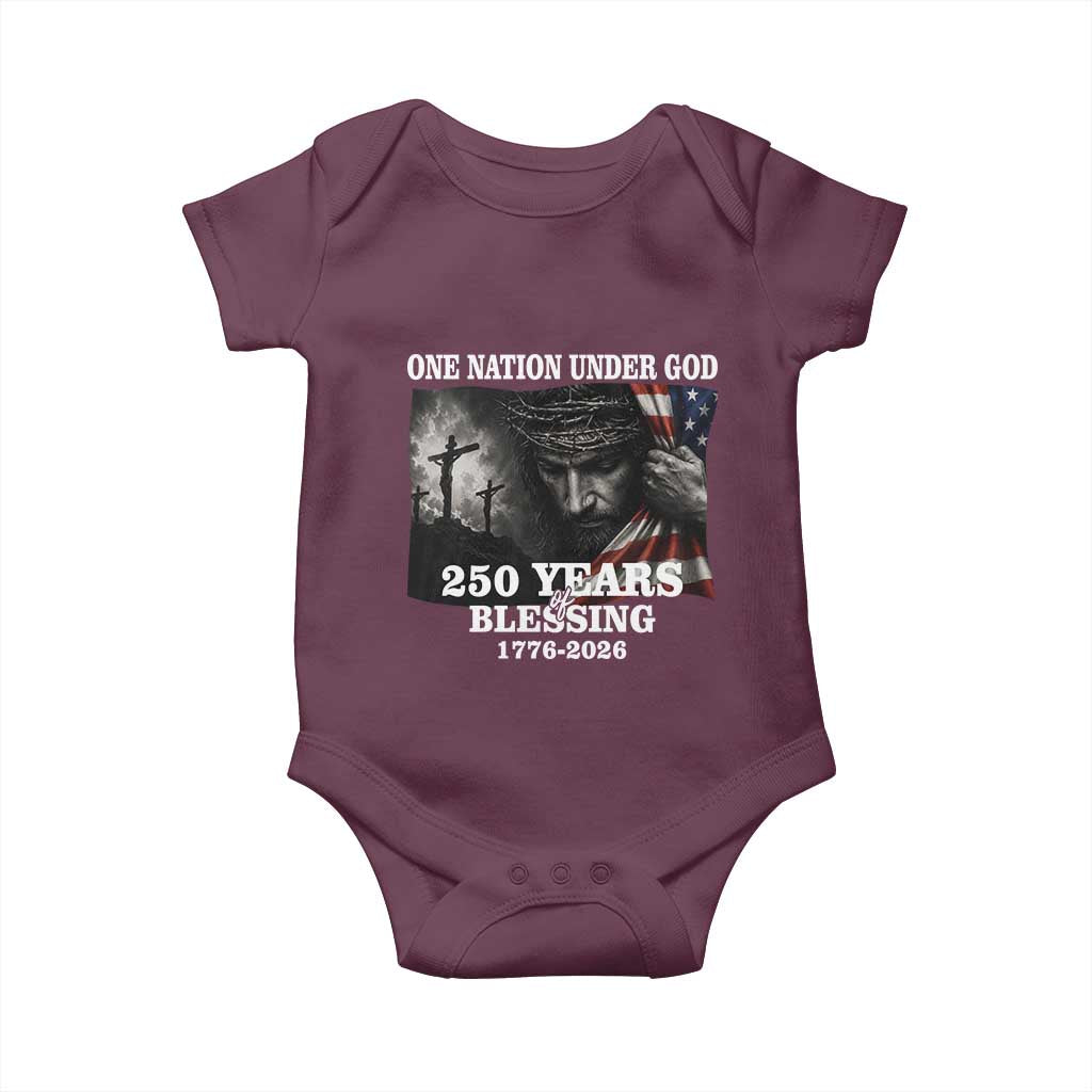 One Nation Under God 250th Anniversary Baby Onesie American Patriotic Faith TS12 Maroon Print Your Wear