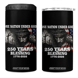 One Nation Under God 250th Anniversary 4 in 1 Can Cooler Tumbler American Patriotic Faith