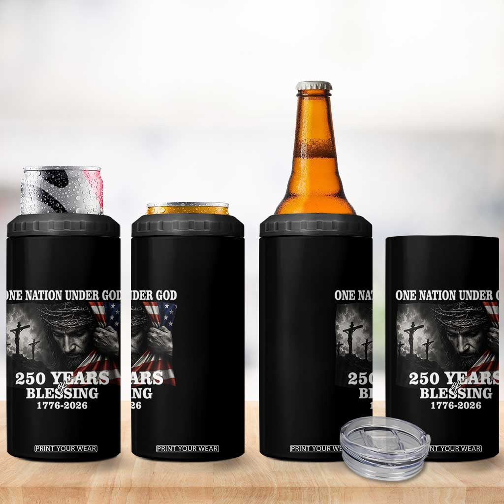 One Nation Under God 250th Anniversary 4 in 1 Can Cooler Tumbler American Patriotic Faith