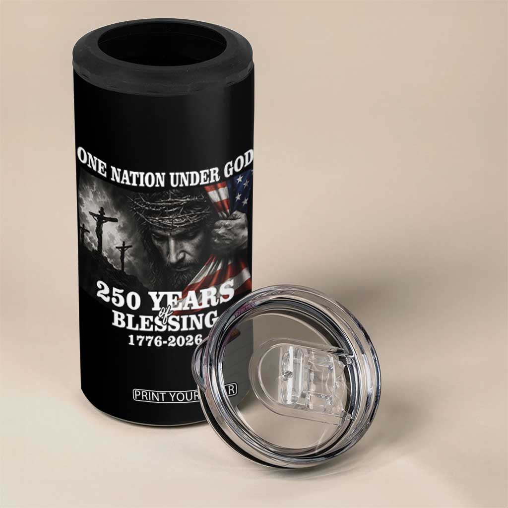 One Nation Under God 250th Anniversary 4 in 1 Can Cooler Tumbler American Patriotic Faith