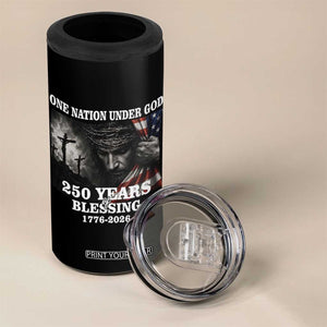 One Nation Under God 250th Anniversary 4 in 1 Can Cooler Tumbler American Patriotic Faith