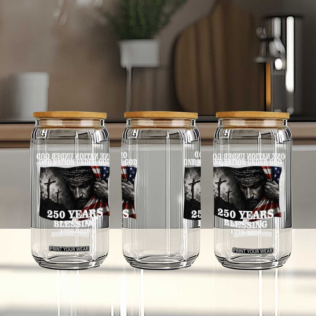 One Nation Under God 250th Anniversary Glass Can American Patriotic Faith