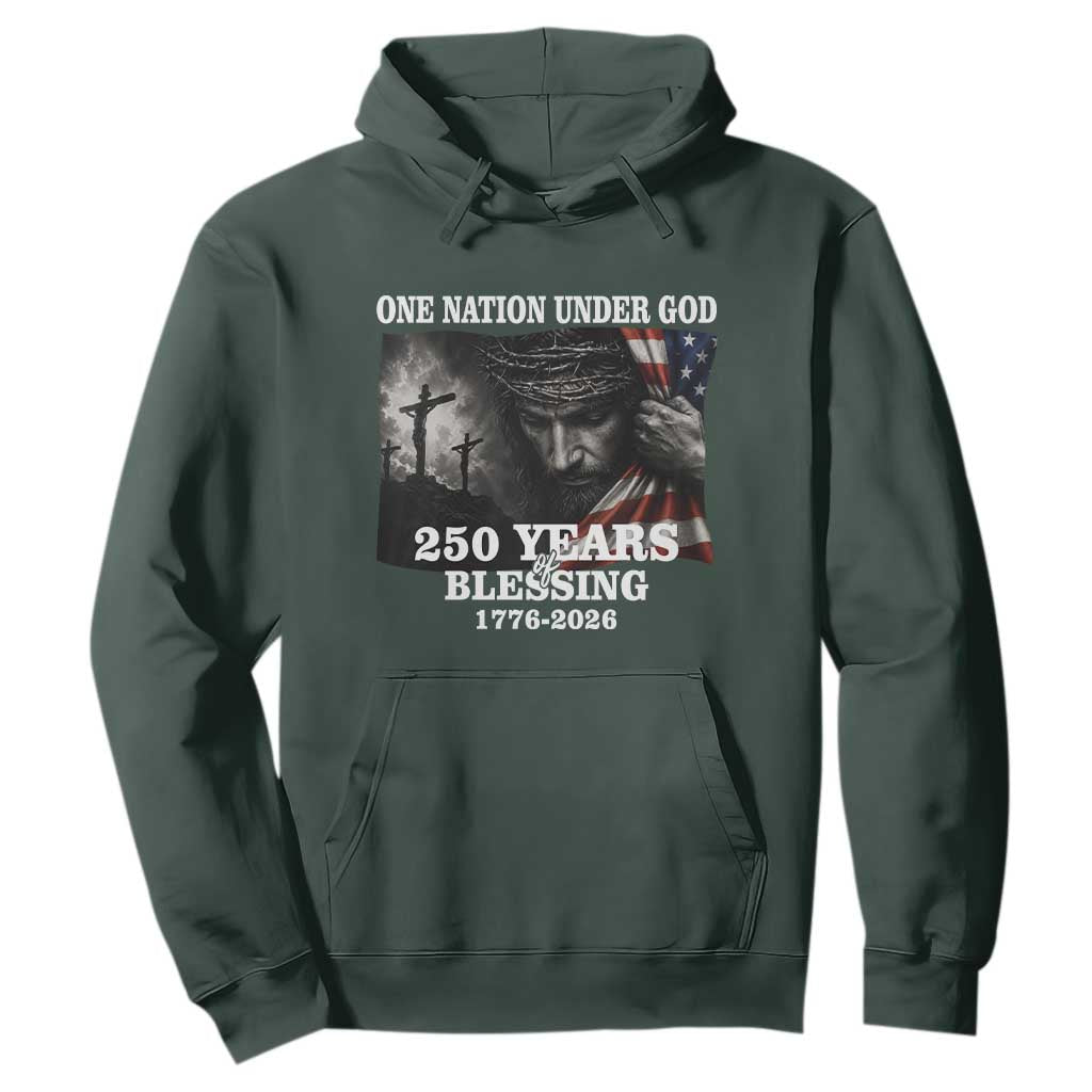 One Nation Under God 250th Anniversary Hoodie American Patriotic Faith TS12 Dark Forest Green Print Your Wear