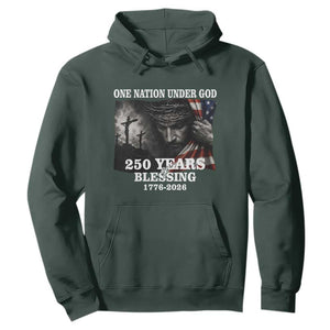 One Nation Under God 250th Anniversary Hoodie American Patriotic Faith TS12 Dark Forest Green Print Your Wear