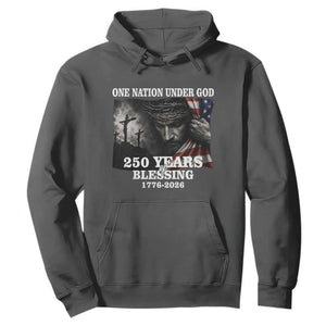 One Nation Under God 250th Anniversary Hoodie American Patriotic Faith TS12 Dark Heather Print Your Wear