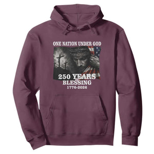 One Nation Under God 250th Anniversary Hoodie American Patriotic Faith TS12 Maroon Print Your Wear