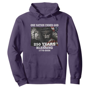 One Nation Under God 250th Anniversary Hoodie American Patriotic Faith TS12 Purple Print Your Wear