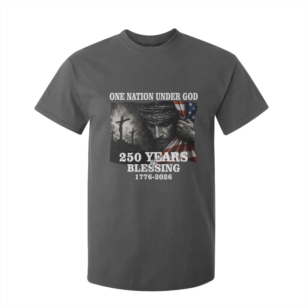 One Nation Under God 250th Anniversary T Shirt For Kid American Patriotic Faith TS12 Dark Heather Print Your Wear