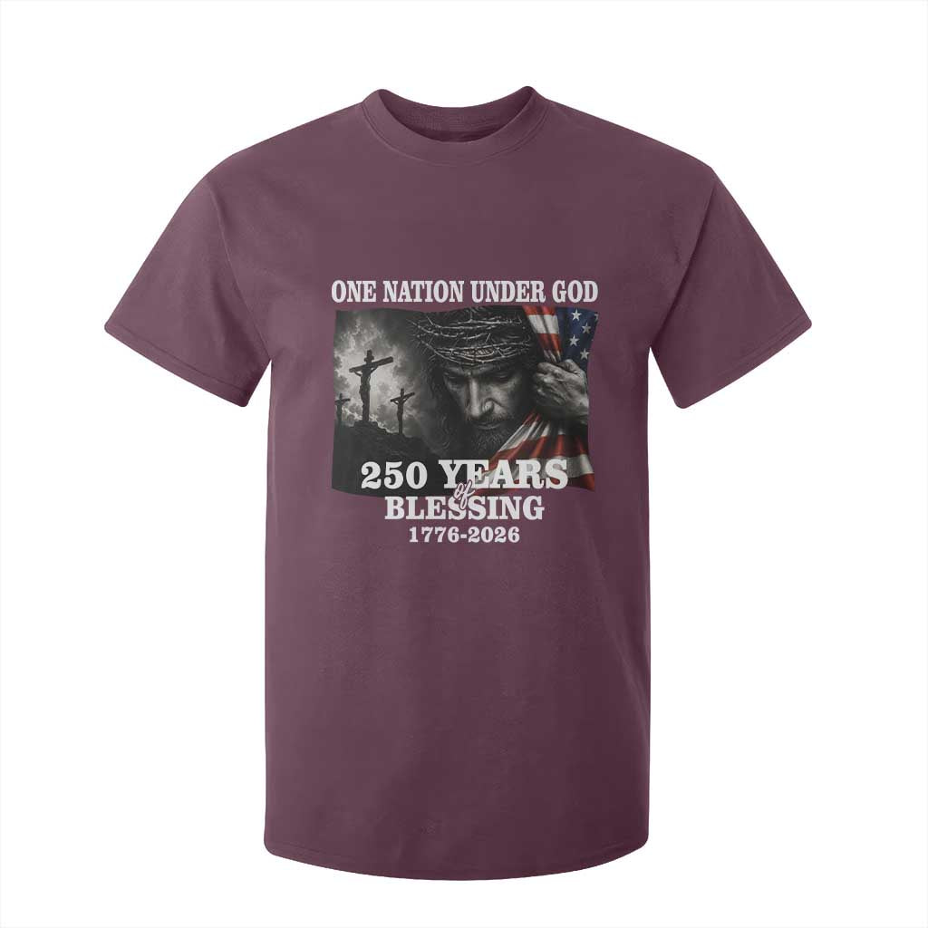 One Nation Under God 250th Anniversary T Shirt For Kid American Patriotic Faith TS12 Maroon Print Your Wear