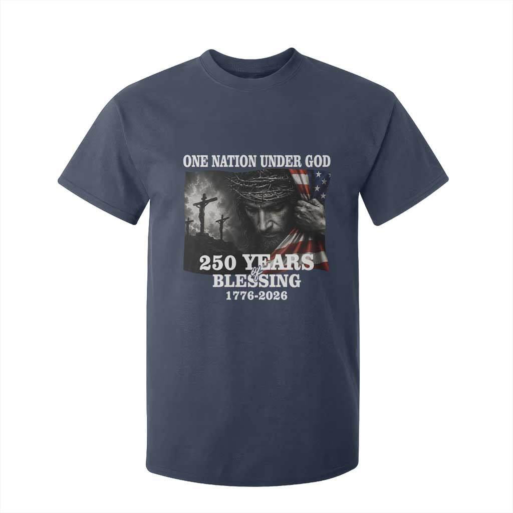 One Nation Under God 250th Anniversary T Shirt For Kid American Patriotic Faith TS12 Navy Print Your Wear