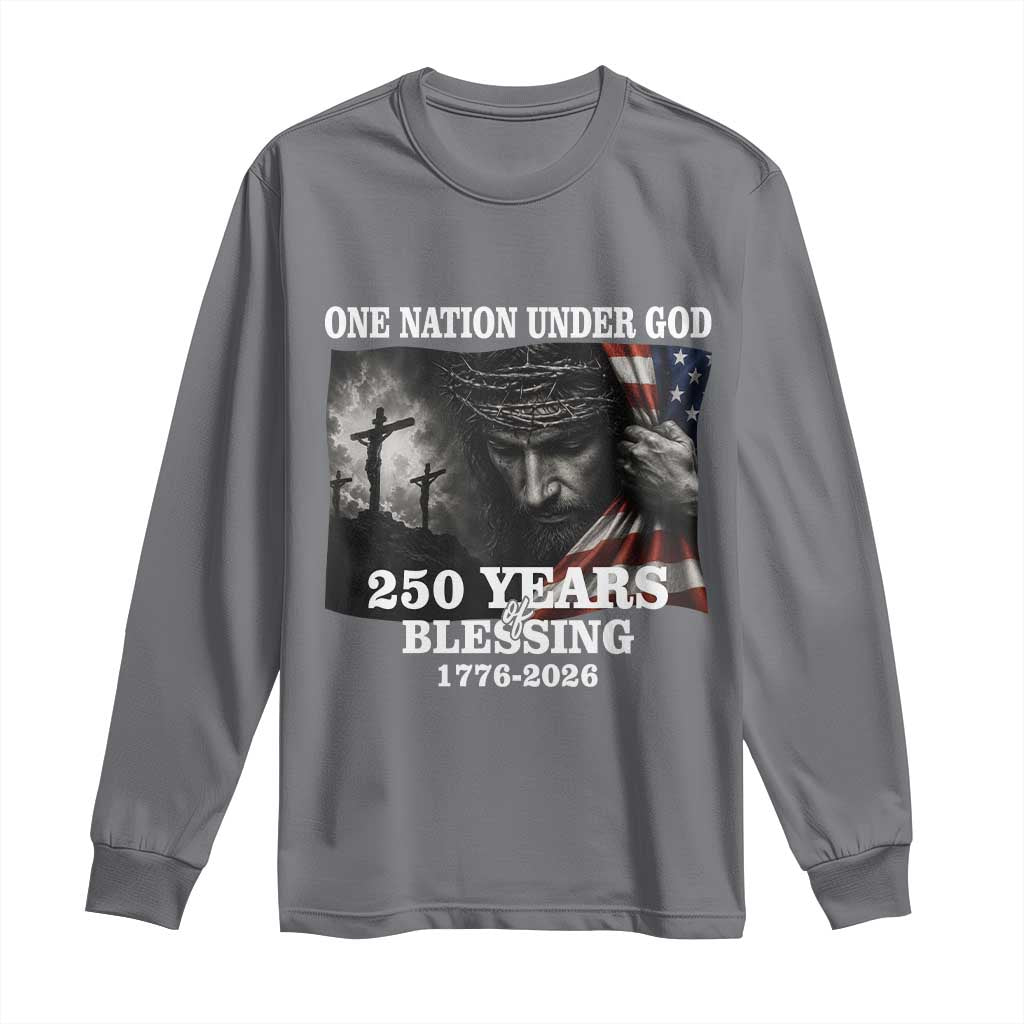 One Nation Under God 250th Anniversary Long Sleeve Shirt American Patriotic Faith TS12 Charcoal Print Your Wear