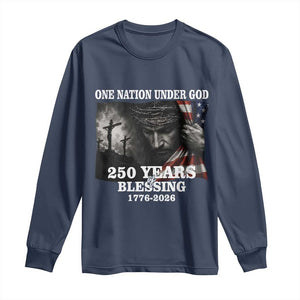 One Nation Under God 250th Anniversary Long Sleeve Shirt American Patriotic Faith TS12 Navy Print Your Wear