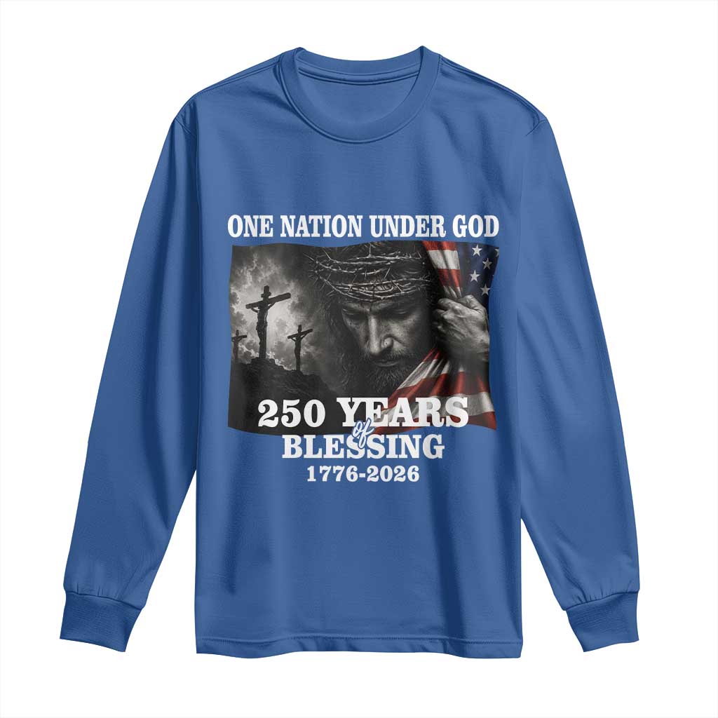 One Nation Under God 250th Anniversary Long Sleeve Shirt American Patriotic Faith TS12 Royal Blue Print Your Wear