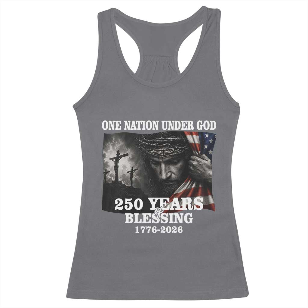 One Nation Under God 250th Anniversary Racerback Tank Top American Patriotic Faith TS12 Charcoal Print Your Wear
