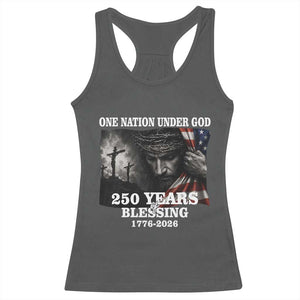 One Nation Under God 250th Anniversary Racerback Tank Top American Patriotic Faith TS12 Dark Heather Print Your Wear