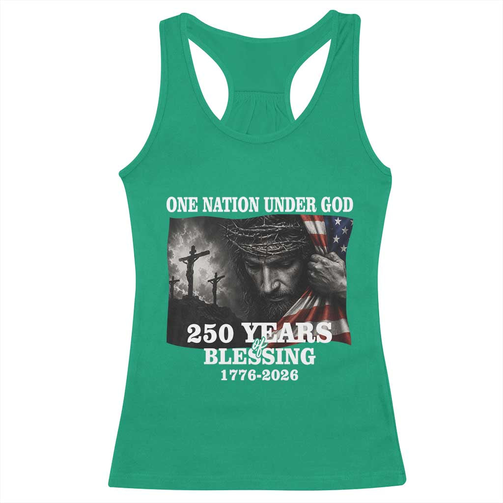 One Nation Under God 250th Anniversary Racerback Tank Top American Patriotic Faith TS12 Irish Green Print Your Wear