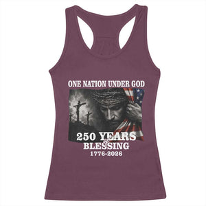 One Nation Under God 250th Anniversary Racerback Tank Top American Patriotic Faith TS12 Maroon Print Your Wear