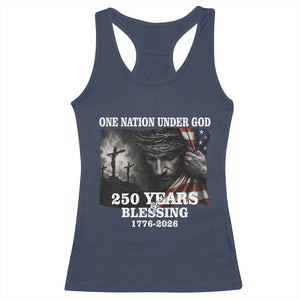 One Nation Under God 250th Anniversary Racerback Tank Top American Patriotic Faith TS12 Navy Print Your Wear
