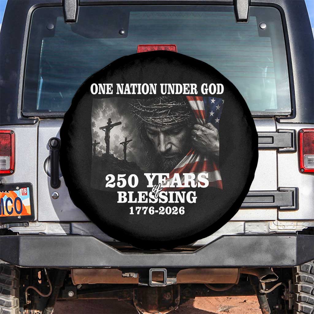One Nation Under God 250th Anniversary Spare Tire Cover American Patriotic Faith TS12 No hole Black Print Your Wear