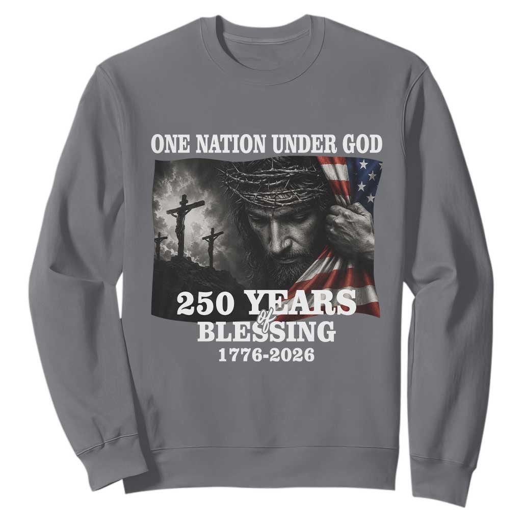 One Nation Under God 250th Anniversary Sweatshirt American Patriotic Faith TS12 Charcoal Print Your Wear