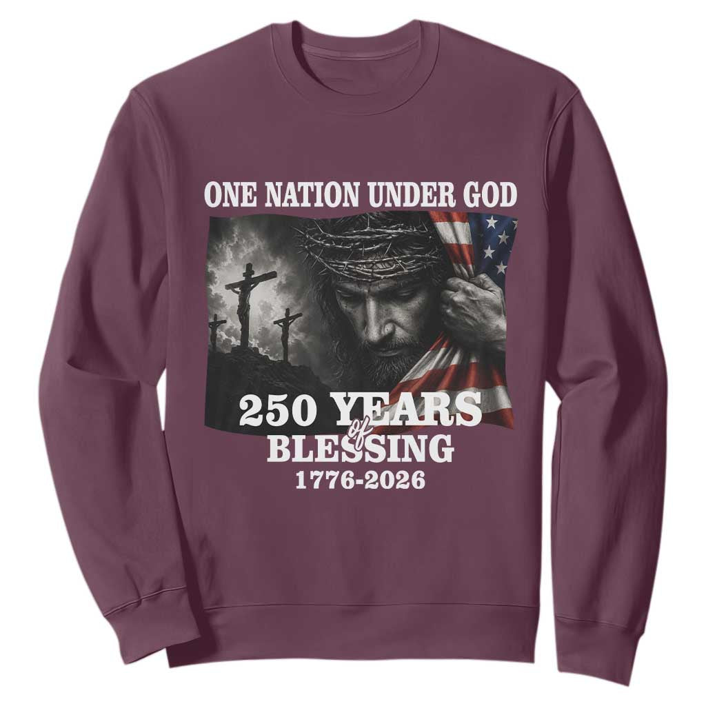 One Nation Under God 250th Anniversary Sweatshirt American Patriotic Faith TS12 Maroon Print Your Wear
