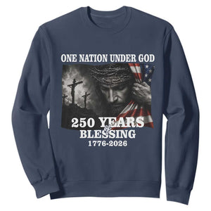 One Nation Under God 250th Anniversary Sweatshirt American Patriotic Faith TS12 Navy Print Your Wear