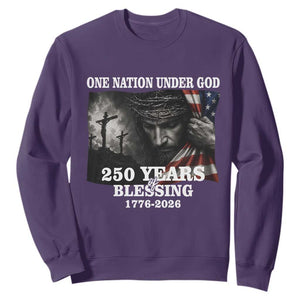 One Nation Under God 250th Anniversary Sweatshirt American Patriotic Faith TS12 Purple Print Your Wear