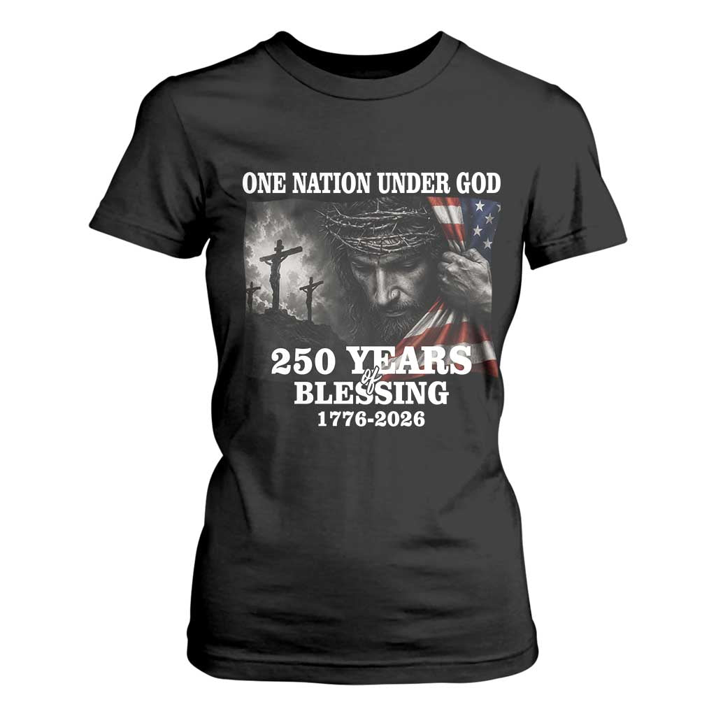 One Nation Under God 250th Anniversary T Shirt For Women American Patriotic Faith