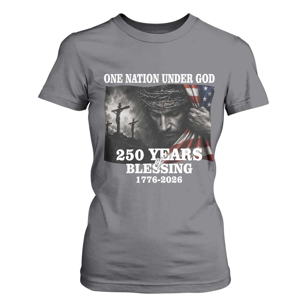 One Nation Under God 250th Anniversary T Shirt For Women American Patriotic Faith