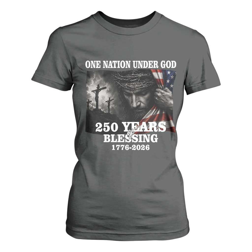 One Nation Under God 250th Anniversary T Shirt For Women American Patriotic Faith