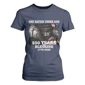 One Nation Under God 250th Anniversary T Shirt For Women American Patriotic Faith