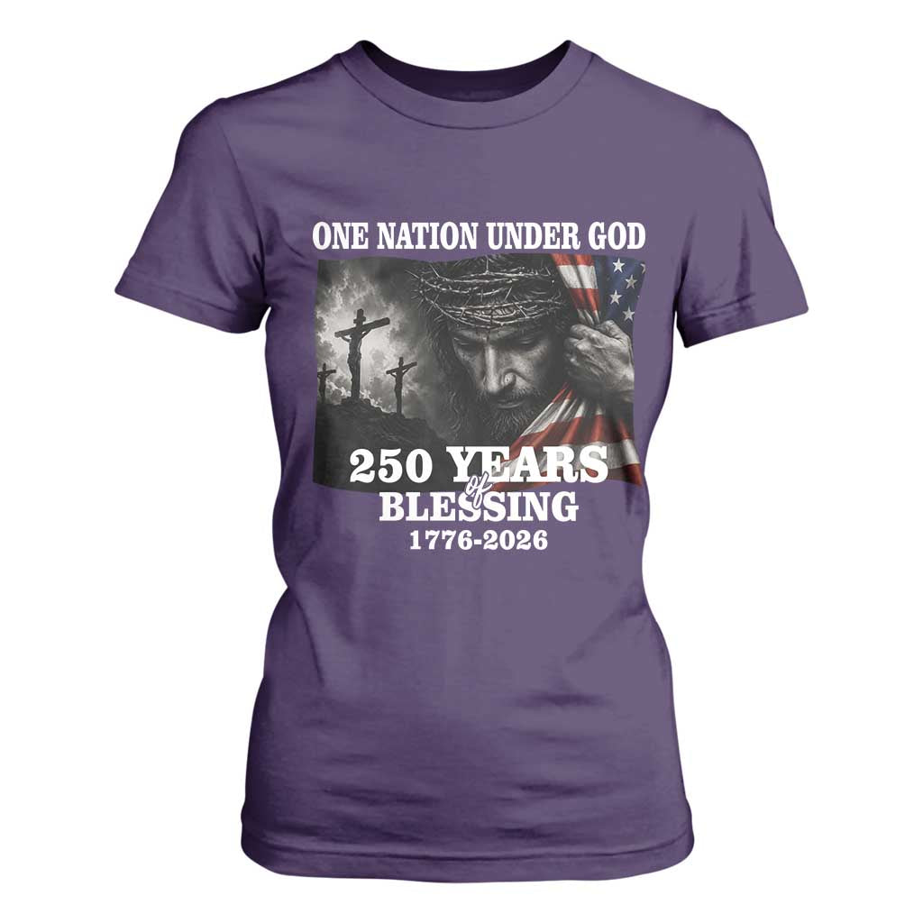 One Nation Under God 250th Anniversary T Shirt For Women American Patriotic Faith