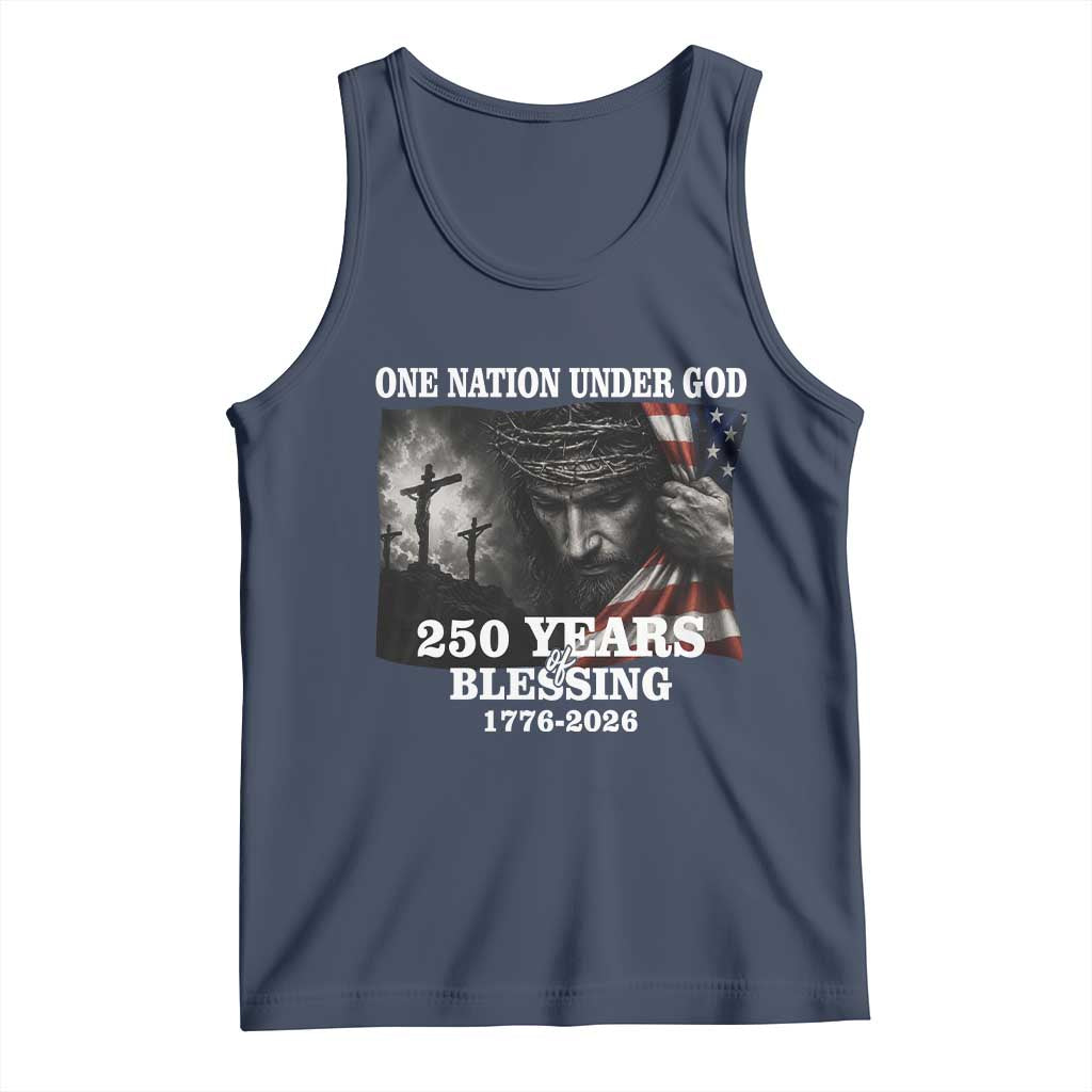 One Nation Under God 250th Anniversary Tank Top American Patriotic Faith TS12 Navy Print Your Wear