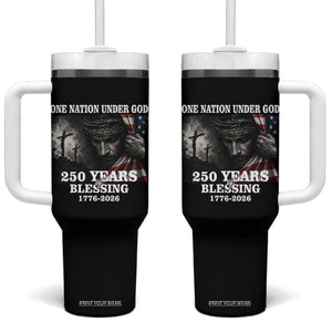 One Nation Under God 250th Anniversary Tumbler With Handle American Patriotic Faith TS12 One Size: 40 oz Black Print Your Wear