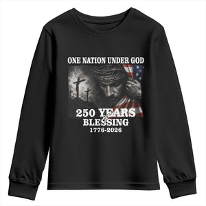 One Nation Under God 250th Anniversary Youth Sweatshirt American Patriotic Faith