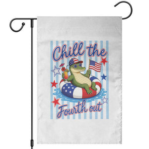 Funny Patriotic Alligator Garden Flag Chill The Fourth Out