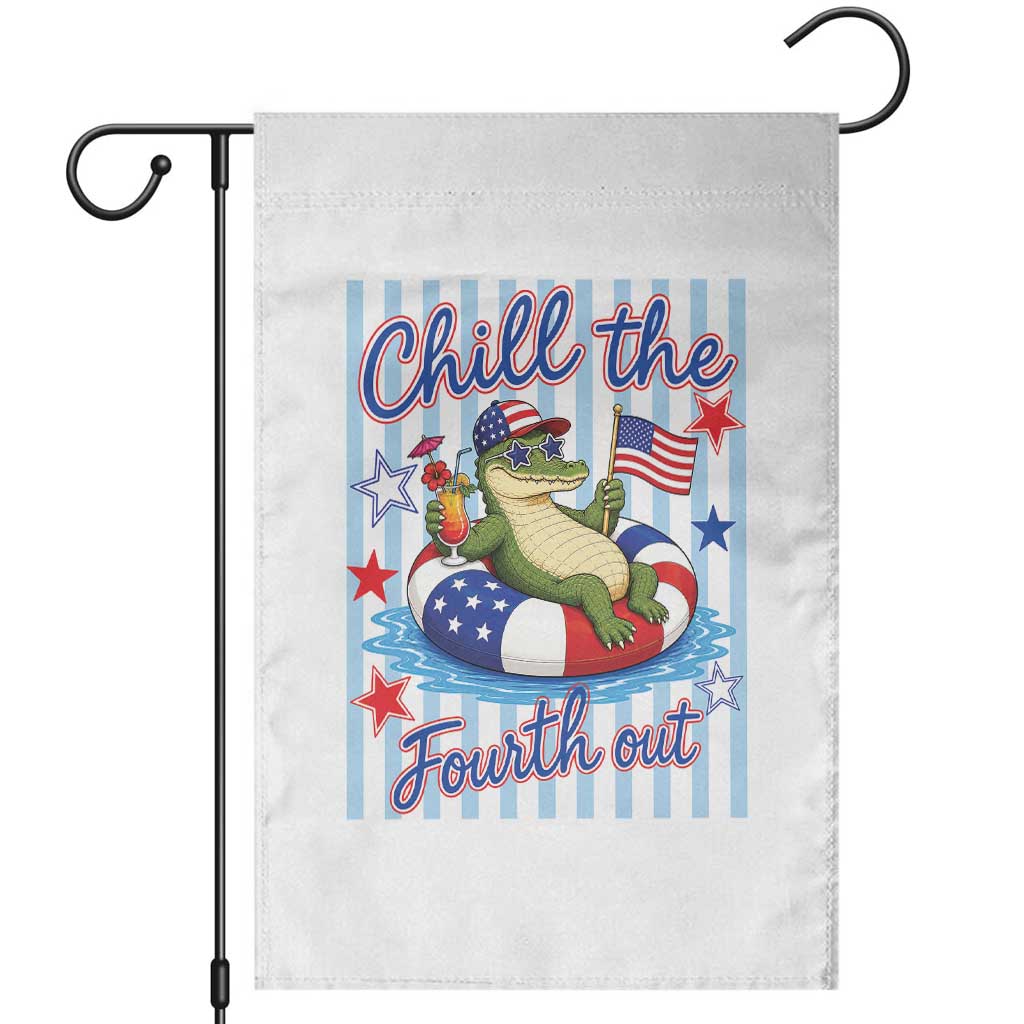 Funny Patriotic Alligator Garden Flag Chill The Fourth Out TS12 White Print Your Wear