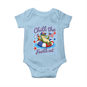 Funny Patriotic Alligator Baby Onesie Chill The Fourth Out TS12 Light Blue Print Your Wear