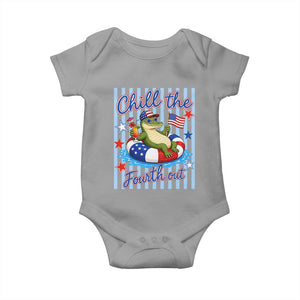 Funny Patriotic Alligator Baby Onesie Chill The Fourth Out TS12 Sport Gray Print Your Wear