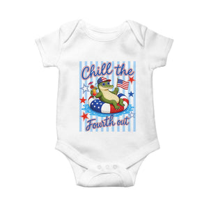 Funny Patriotic Alligator Baby Onesie Chill The Fourth Out TS12 White Print Your Wear