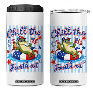 Funny Patriotic Alligator 4 in 1 Can Cooler Tumbler Chill The Fourth Out TS12 One Size: 16 oz White Print Your Wear