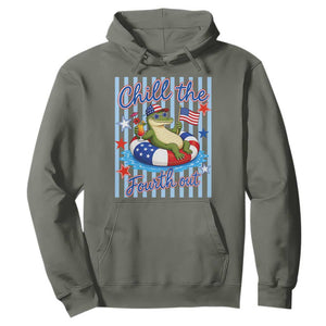 Funny Patriotic Alligator Hoodie Chill The Fourth Out TS12 Military Green Print Your Wear