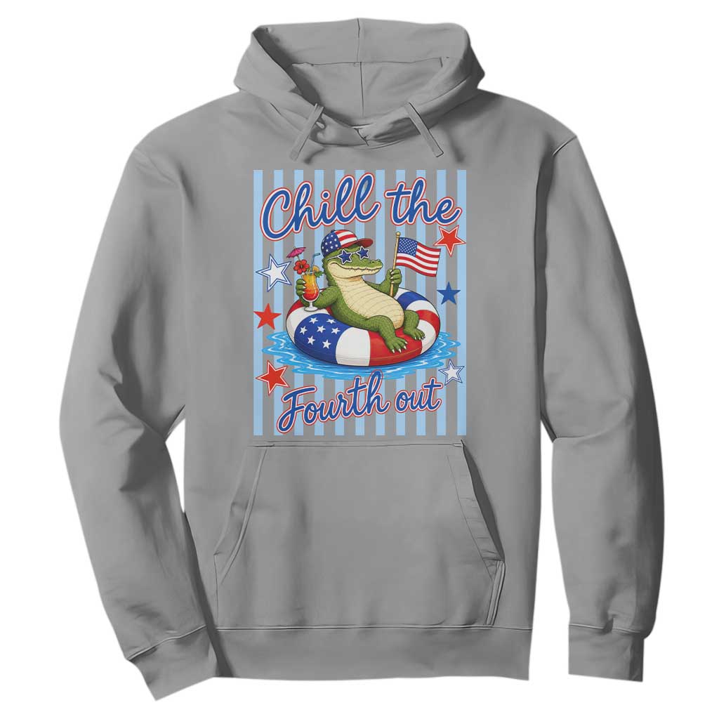 Funny Patriotic Alligator Hoodie Chill The Fourth Out TS12 Sport Gray Print Your Wear
