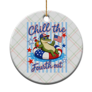 Funny Patriotic Alligator Ceramic Ornament Chill The Fourth Out