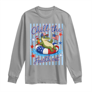 Funny Patriotic Alligator Long Sleeve Shirt Chill The Fourth Out